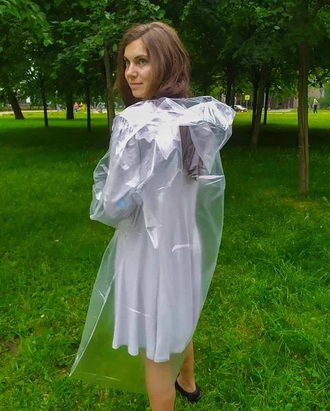 Плотный дождевик на липучках шитый, прозрачный фото 3