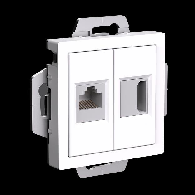 ATLASDESIGN РОЗЕТКА двойная HDMI+RJ45, кат.5Е, механизм, БЕЛЫЙ фото 2