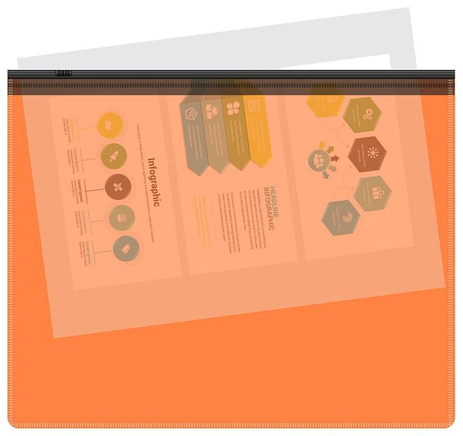 Папка на молнии ZIP Бюрократ Double Neon DNEBPM4AORBL A4+ полипропилен 0.15мм оранжевый цвет молнии черный фото 4