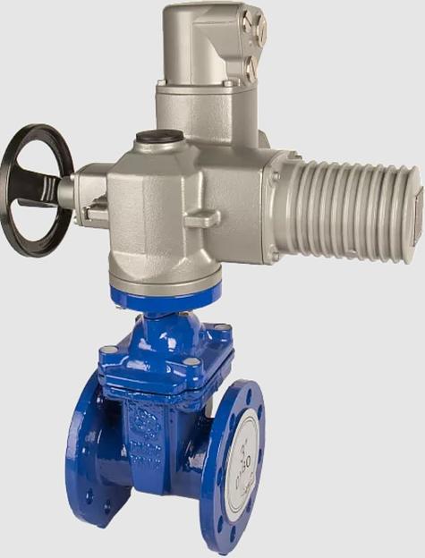 Задвижка чугунная фланцевая с обрезиненным клином PN16 DN500 c электроприводом (именно Auma) фото 1