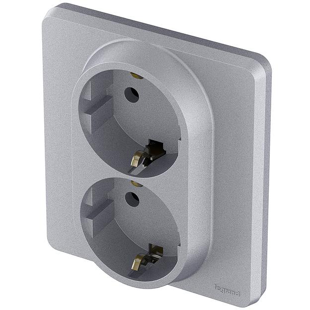 Legrand 673752 Розетка 2 x 2К+З - немецкий стандарт - 16 А - 250 В~ - INSPIRIA - алюминий фото 4