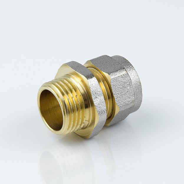 Муфта МП латунь никель обжимная 20х1/2" НР  AQUASFERA фото 2