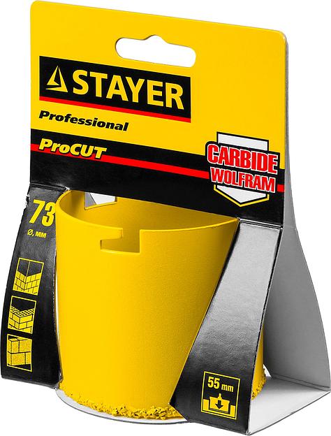 STAYER 73 мм, L 55 мм, карбид вольфрама, кольцевая коронка, Professional (33345-73) фото 4