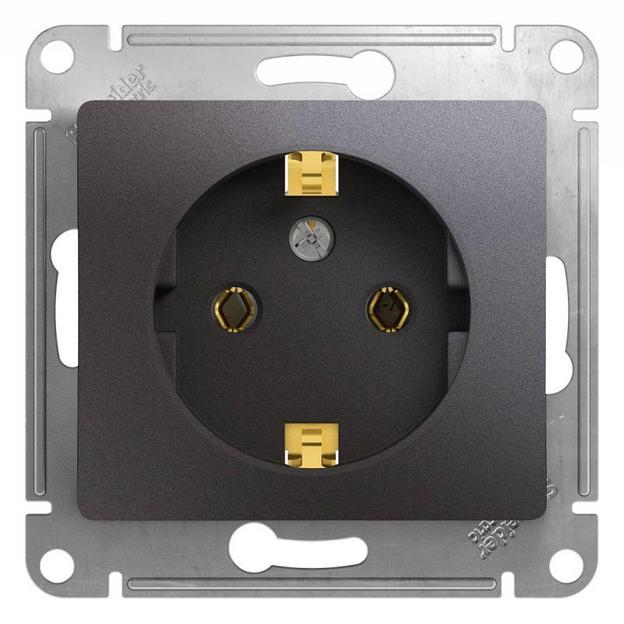 Systeme electric GSL001343 GLOSSA РОЗЕТКА с заземлением,16А, 250В, механизм, ГРАФИТ фото 1