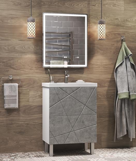 Тумба под раковину «Geometry 500-0-2 (Фостер)» цвет бетон ОПТ фото 5