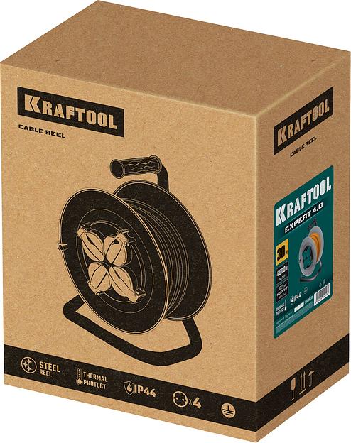 KRAFTOOL EXPERT 4.0, ПВС 3х2.5 30м 4000Вт IP44, силовой удлинитель на стальной катушке (55089-30) фото 8