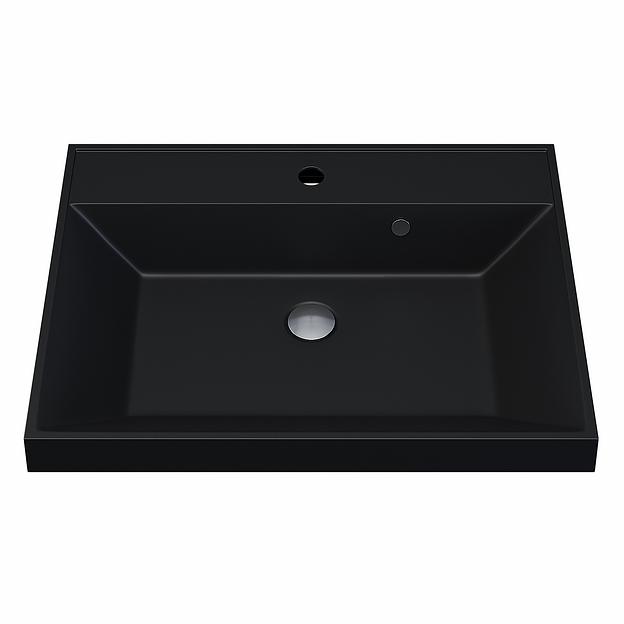 Раковина кварцевая для ванной комнаты Uperwood Classic Quartz 60 см, черная матовая, уголь фото 5