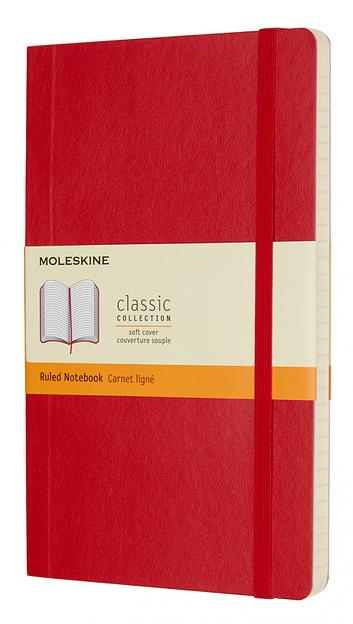 Блокнот Moleskine CLASSIC SOFT QP616F2 Large 130х210мм 192стр. линейка мягкая обложка красный фото 1