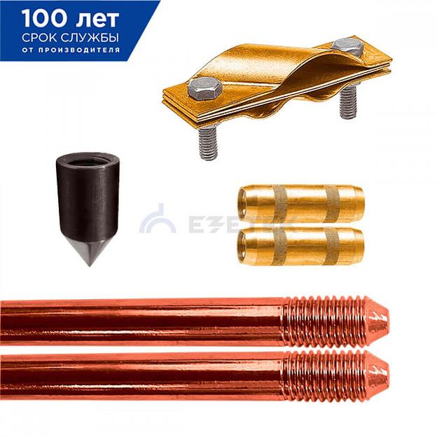 Электрод заземления EZ — 3 (3 метра, 16 мм, 2 х 1500 мм) фото 1