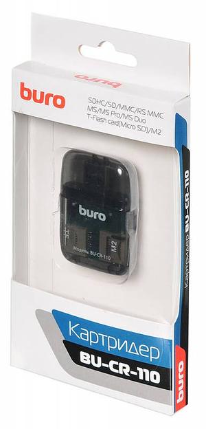 Устройство чтения карт памяти USB2.0 Buro BU-CR-110 черный фото 5