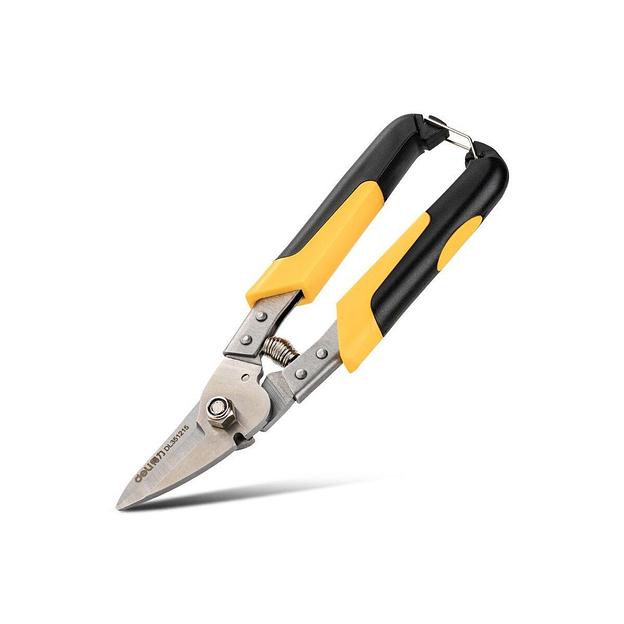 Ножницы по металлу Deli DL351215 215мм, нержавеющая сталь, прорезиненная рукоятка, возвратная пружина фото 1