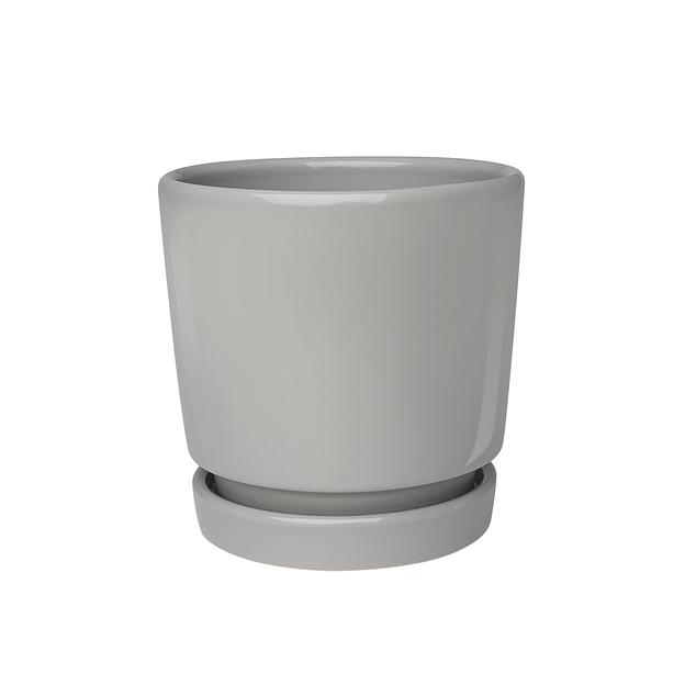 Керамический горшок "Клиф" с подставкой, 0,6л., Д110 Ш110 В110, серый фото 1