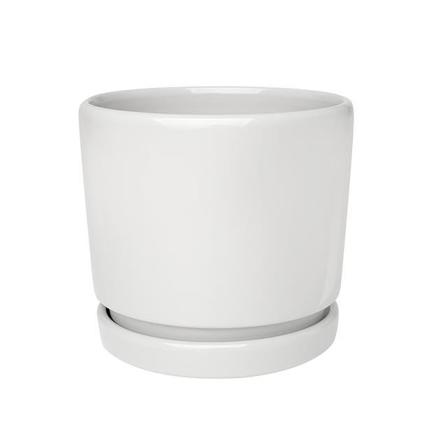 Керамический горшок "Клиф" с подставкой, 1,35л., Д145 Ш145 В128, белый фото 1