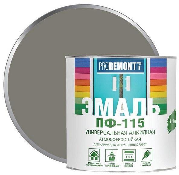 Эмаль ПФ-115 PROREMONTT Серый 1,9кг фото 1
