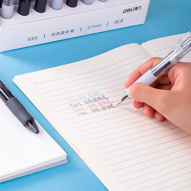 Ручка шариков. автоматическая Deli S313 ассорти ассор. черн. линия 0.7мм резин. манжета фото 3