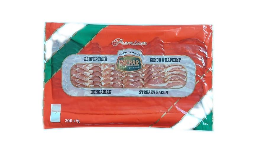 Бекон «Hungarian» сырокопчёный, в/у нарезка «Nuchar» 200 г фото 1