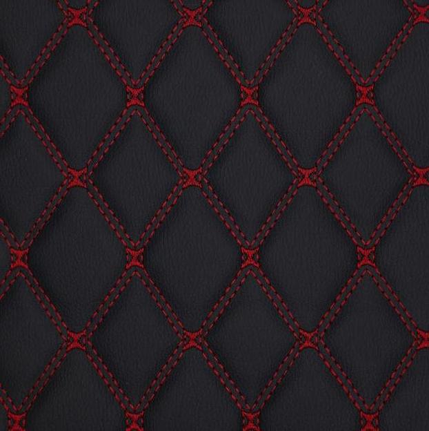 Экокожа ромб, чёрный, нить красная опт фото 2