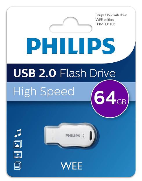 Флеш накопитель 64GB PHILIPS WEE 2.0 64GB, USB 2.0 фото 1