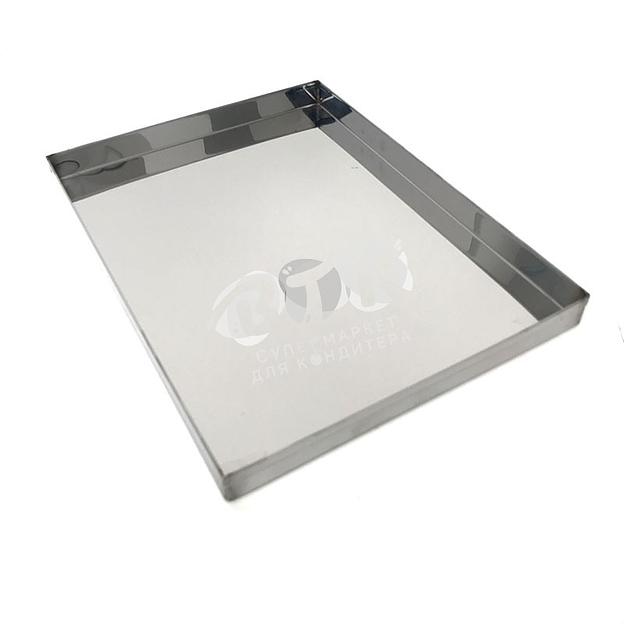 Противень 800х800 мм высота 20 мм толщина 1 мм 4 борта нержавеющая сталь фото 1