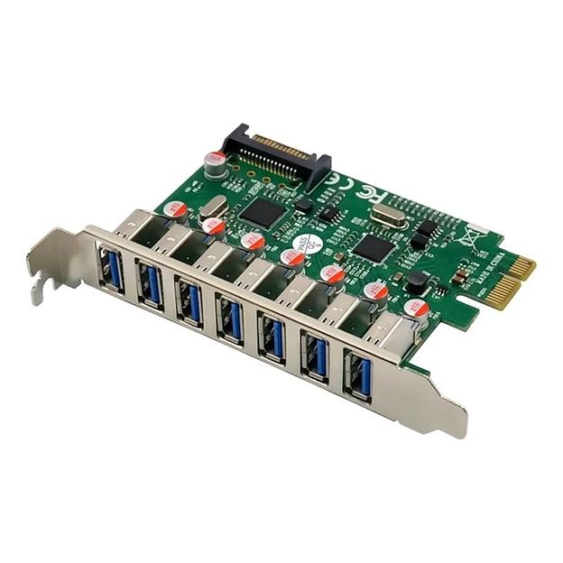 ORIENT VA-3U7PE, Контроллер PCI-Ex1, USB 3.2 Gen1 (USB 3.0), скорость до 5 Гбит/с, 7-port ext, VIA VL805+VL812 chipset, разъем доп.питания, oem (31110) фото 1