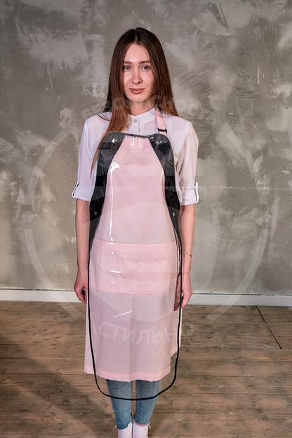 Комплект розовый Фартук TiSi с защитной накидкой + Маска FSK опт фото 1