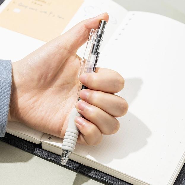 Ручка гелев. автоматическая Deli EG104-BK прозрачный/серый d=0.5мм черн. черн. карт.уп. резин. манжета фото 3