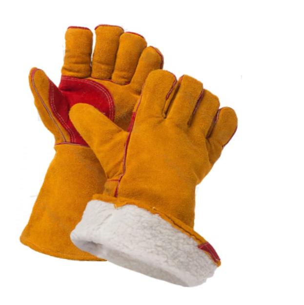 Спилковые краги сварочные на меху «барашек» ОПТ фото 1