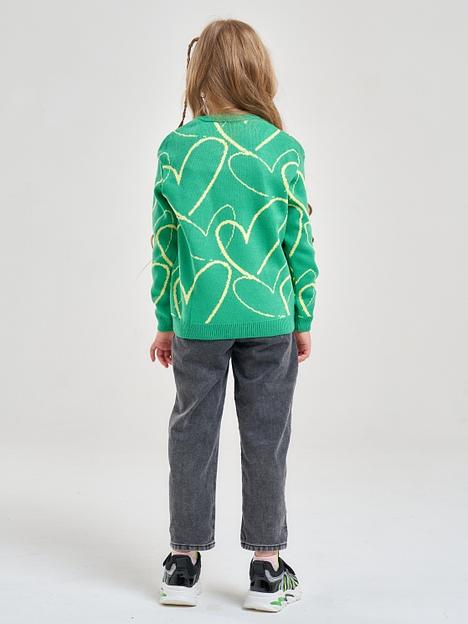 Джемпер «Сердечки» зелёный, для девочек ОПТ фото 7