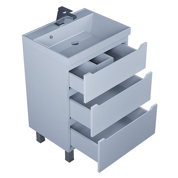 Тумба под раковину для ванной Uperwood Tanos 60 см, напольная, белая, 3 ящика фото 2