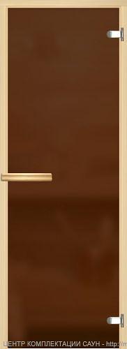 Дверь для сауны «АКМА» 0,6×1,8 с стеклом матовым бронза фото 1