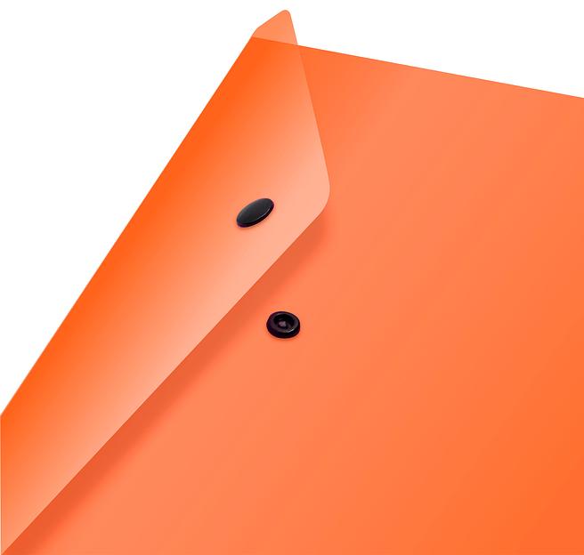Конверт на кнопке Бюрократ Double Neon DNEPK803A4OR A4 пластик 0.18мм оранжевый фото 4