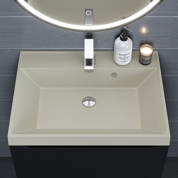 Раковина кварцевая для ванной комнаты Uperwood Classic Quartz 60 см, бежевая матовая, лён фото 2