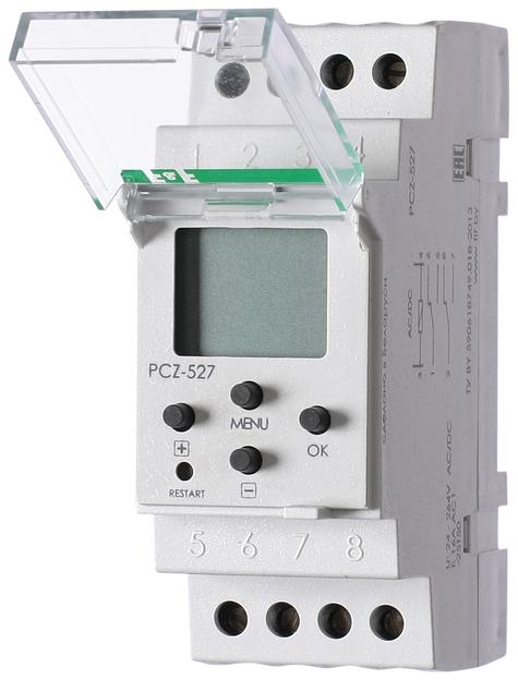 Реле времени PCZ-527 (2канала астрономическое 24-264В AC/DC 2х16А 2перекл. IP20 монтаж на DIN-рейке) F&F EA02.002.006 фото 1