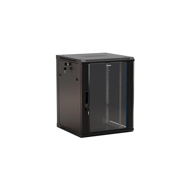 Шкаф коммутационный Hyperline TWB-2766-GP-RAL9004 настенный, стеклянная передняя дверь, 27U, 600x1304x600 мм фото 1