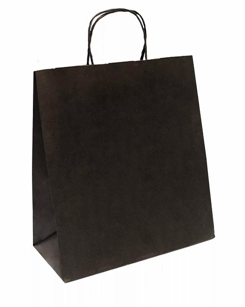Крафт пакет с крученой ручкой 1 сл. 28х24х14 НМ (черный), Опт фото 1