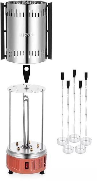 Шашлычница электрическая Kitfort КТ-1407 900Вт нержавеющая сталь/оранжевый фото 3