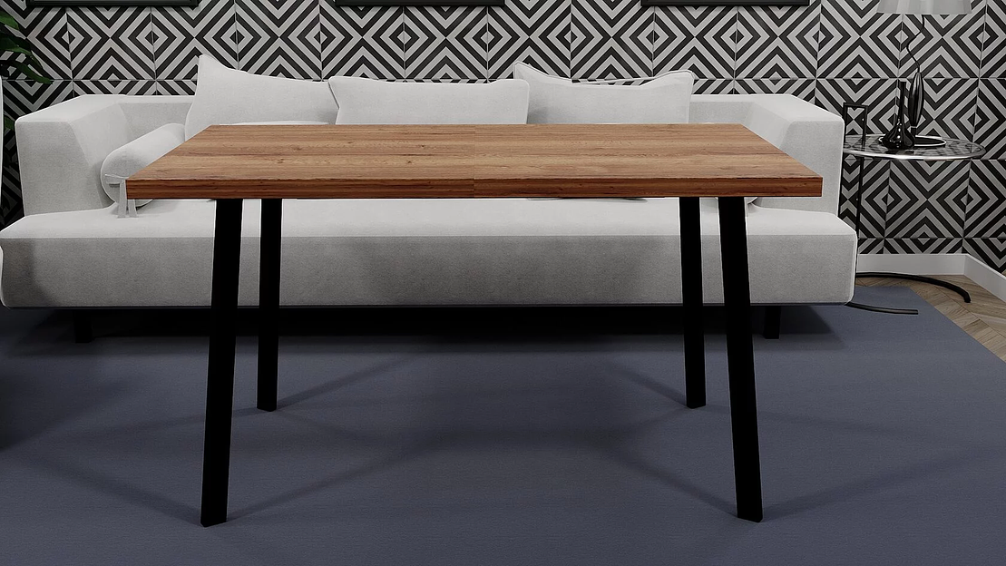 Стол Hagen 120(+40)x80 мм, чёрный металл, антик табак фото 1