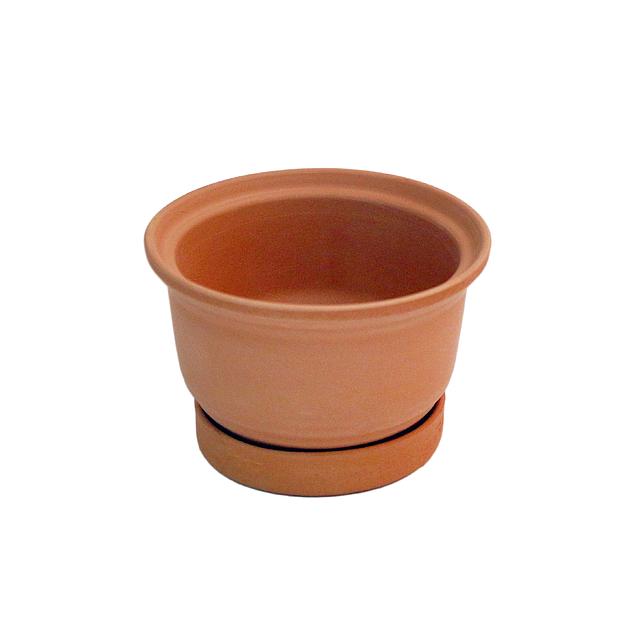 Керамический горшок Терракот с подставкой, 0,4л.,терракотовый фото 1