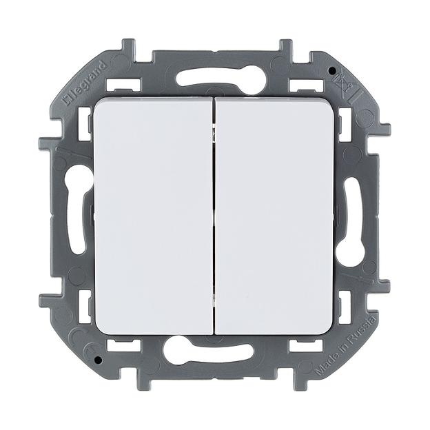 Выключатель двухклавишный Legrand Inspiria 673620 10 AX 250 В белый фото 1