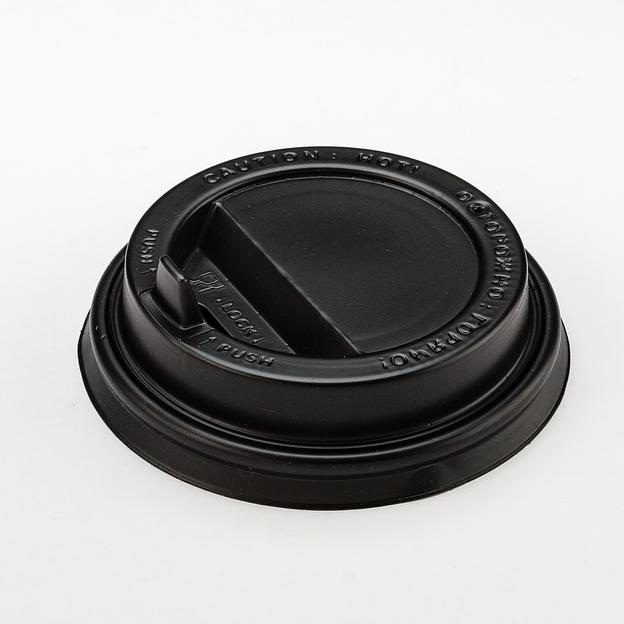 Крышка к стаканам 250мл черная d80мм с откидным клапаном "ПР" - 100 шт фото 1