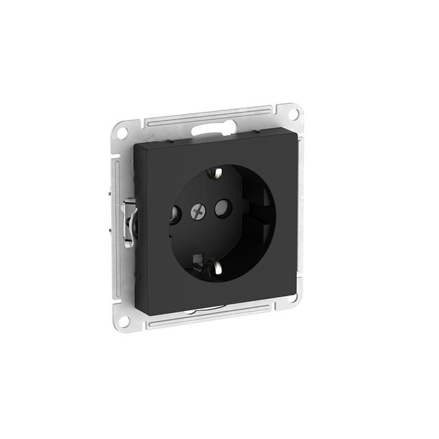 ATLASDESIGN РОЗЕТКА с заземлением со шторками, 16А, быстрозажимные клеммы, КАРБОН фото 1