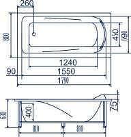 Акриловая ванна Bach Виктория эргономичная спина 180*80, 250 л. фото 2