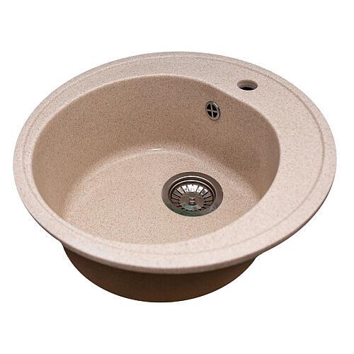 Мойка для кухни Raiber RD10 круглая глянцевая, цвет бежевый, из искусственного камня. фото 2