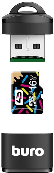 Устройство чтения карт памяти USB2.0 Buro BU-CR-200 черный фото 1