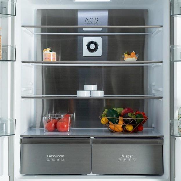 Холодильник Бирюса CD 496 TBG текстурированное черное стекло трёхкамерный 334/162л морозилка снизу, NoFrost, Side by Side фото 2