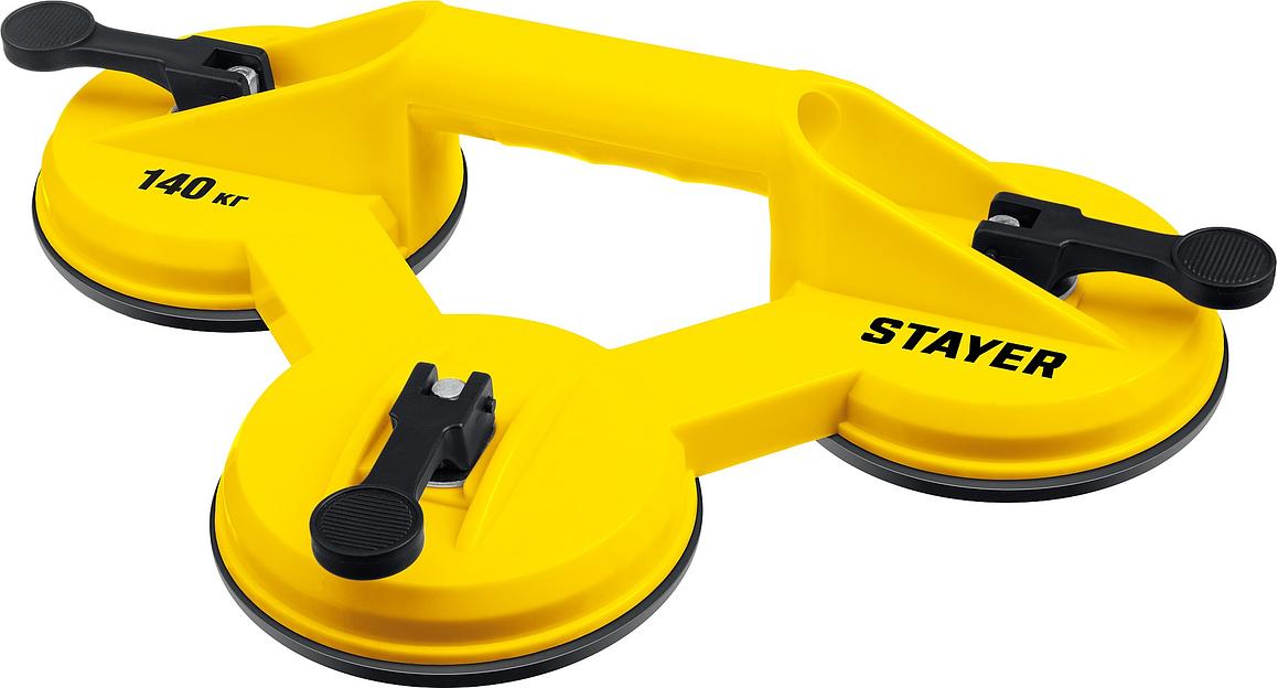 STAYER MAXLift, 140 кг, пластмассовый, тройной, стеклодомкрат на присоске (33718-3) фото 1