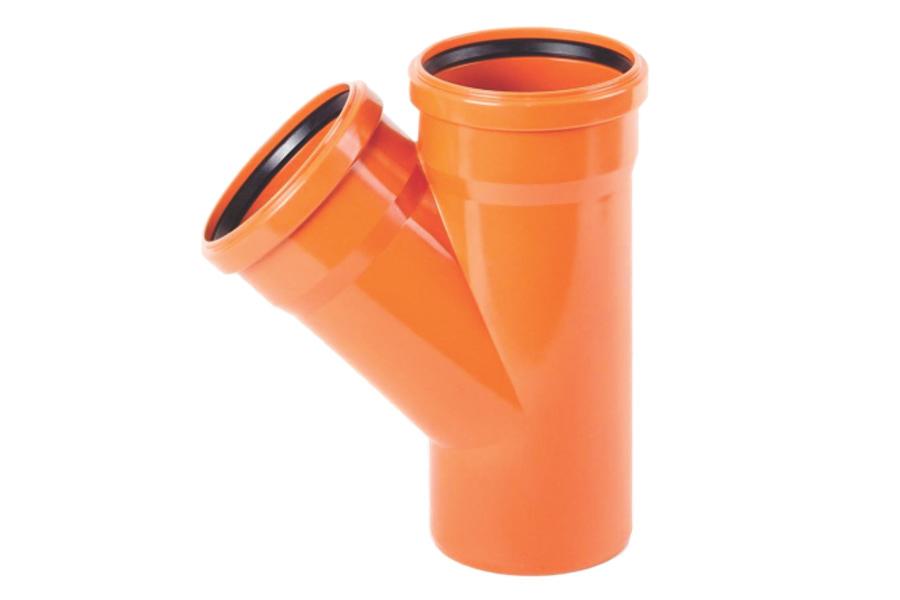 Тройник наружной канализации 110x110 мм. 45 градусов фото 1
