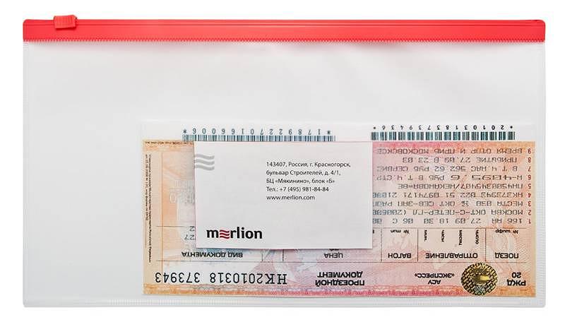 Папка на молнии ZIP Бюрократ -BPM6ARED полипропилен 0.15мм карм.для визит. цвет молнии красный Travel формат фото 2