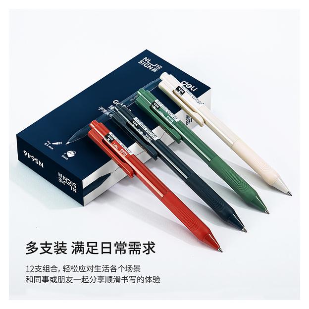 Ручка гелев. Deli Nusign NS646 ассорти черные автоматическая линия 0.5мм фото 7