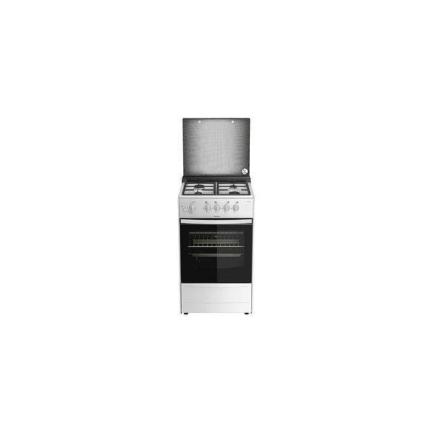 Газовая плита Darina 1B1 GM 441 008 W, газовая духовка, стеклянная крышка, чугун, белый и черный фото 1
